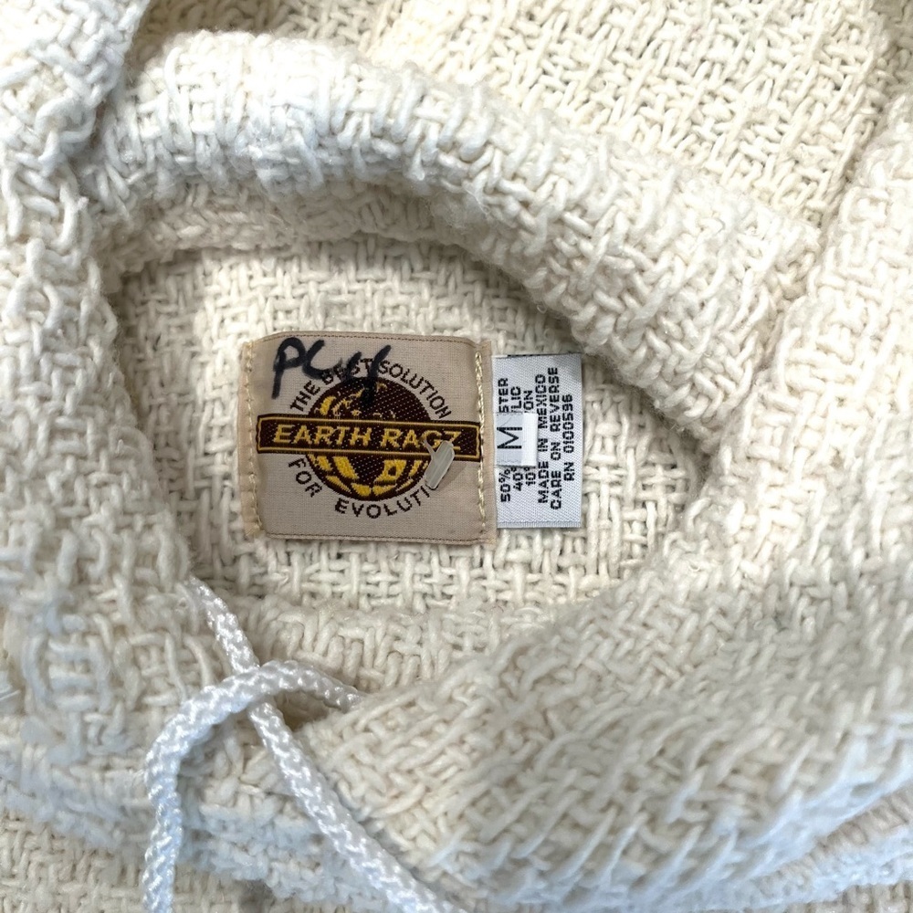 Earth Ragz Pullover Hoodie Sz M Ivory Textured 100% Recycled Fibers Mexico - Picture 9 of 11
